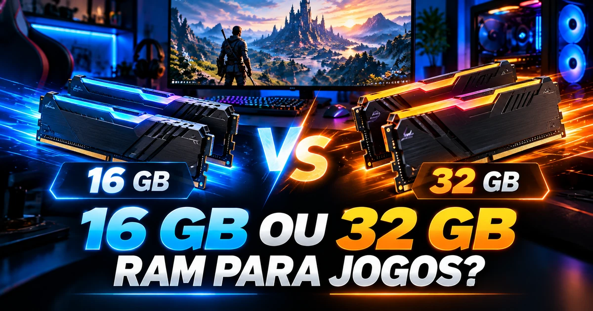 16 GB ou 32 GB de RAM para jogos em comparação em um setup gamer
