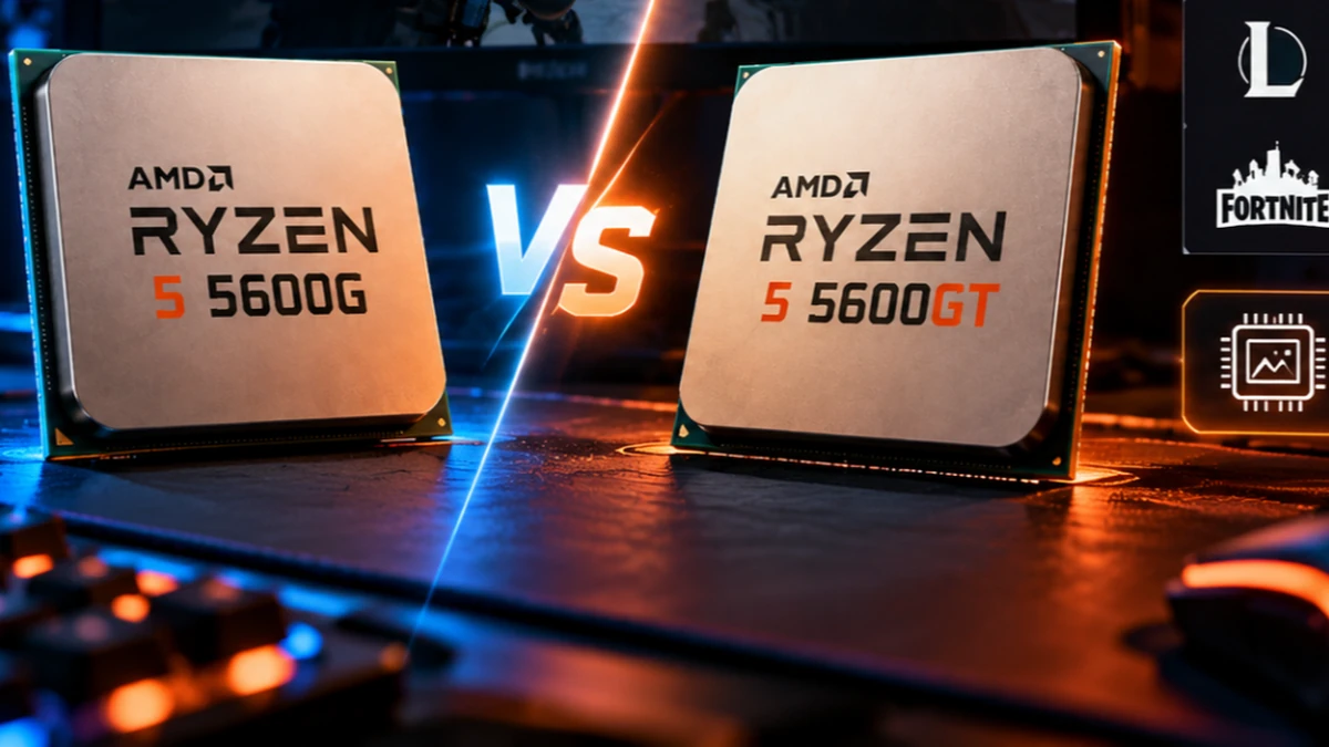 Ryzen 5 5600G e Ryzen 5 5600GT lado a lado para comparar as diferenças entre os modelos