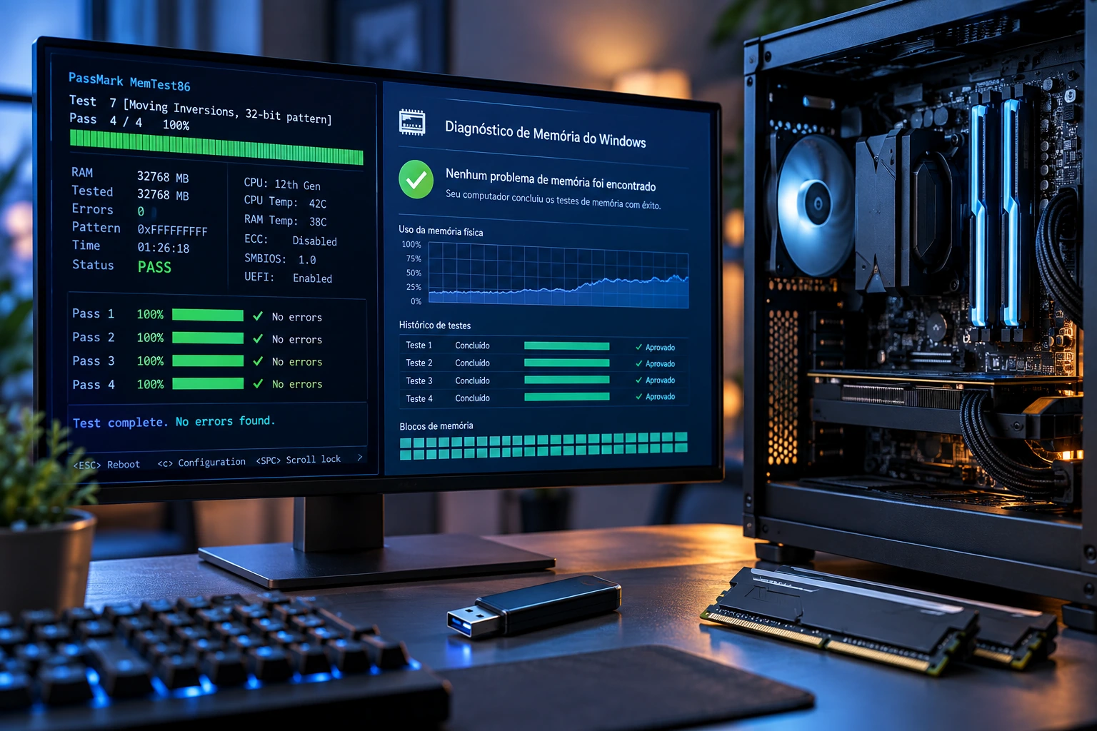 Como testar a memória RAM com MemTest86 e Diagnóstico de Memória do Windows