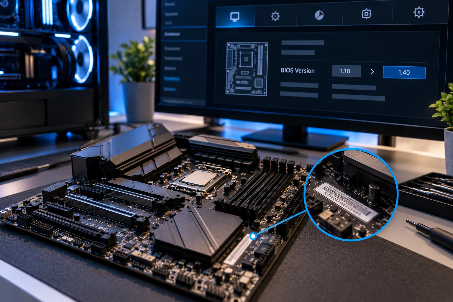 Identificação do modelo da placa-mãe e da versão atual da BIOS