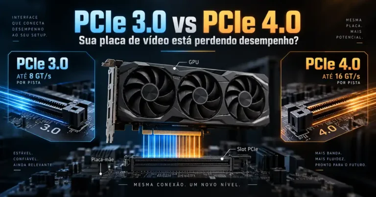 Comparação PCIe 3.0 vs PCIe 4.0 com placa de vídeo conectada à placa-mãe
