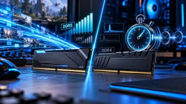 Memória RAM comparando frequência e latência para desempenho em jogos