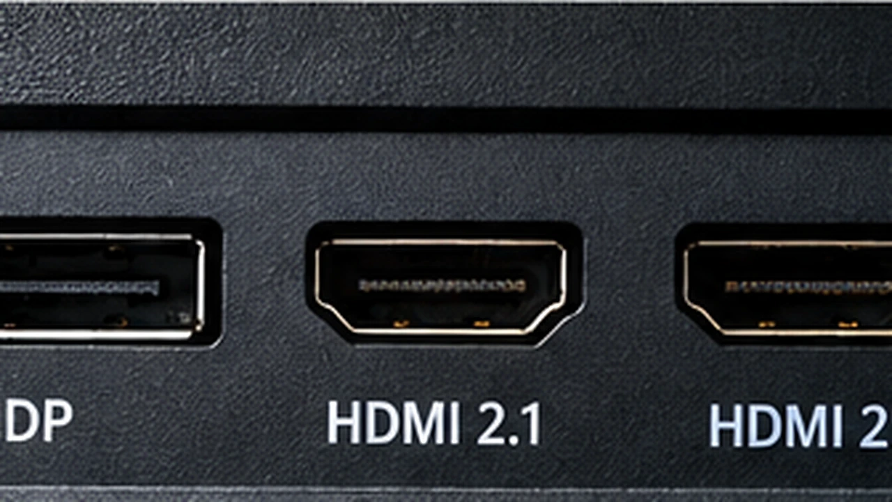 Fotografia ilustrativa das entradas HDMI e DisplayPort de monitor gamer