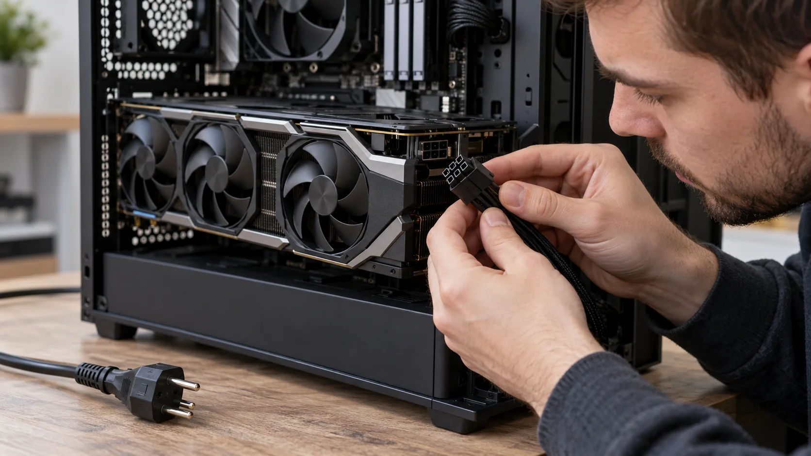 Verificação do conector de alimentação de uma placa de vídeo com o PC desligado