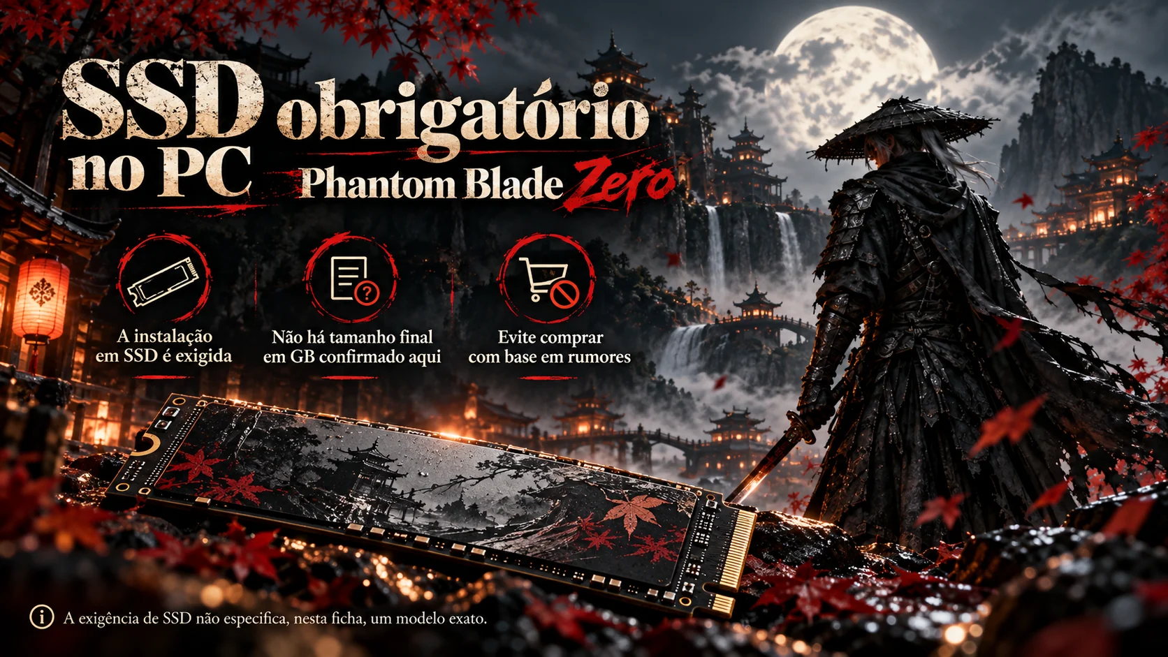 Ilustração de armazenamento SSD, obrigatório para instalar Phantom Blade Zero no PC