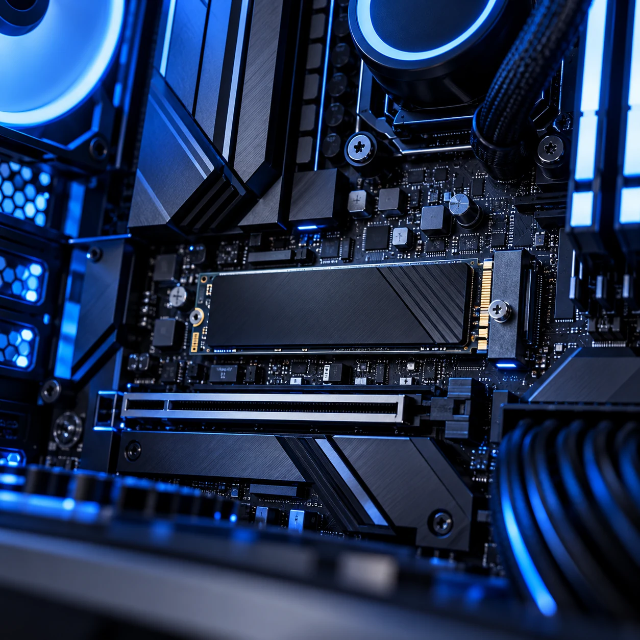 SSD NVMe instalado em placa-mãe compatível com DirectStorage no Windows 11