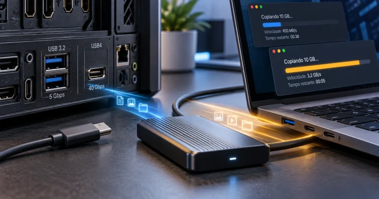 USB 3.2 vs USB4 no PC: Velocidades, USB-C e Compatibilidade Explicadas