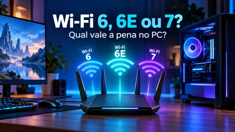 Wi-Fi 7 no PC comparado com Wi-Fi 6 e Wi-Fi 6E em um setup com roteador